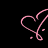 Pink heart outline icons and repeated text phrases on a black background, with visible animation changes across frames.