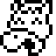 Two black-and-white pixelated character faces with distinct expressions, one smiling and the other neutral, rendered in a retro 8-bit style.