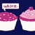 Two pixelated cupcakes with pink frosting on a dark blue background, one emitting a speech bubble containing 'wtf?'.
