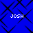Blue background with black diamond pattern and four white 'JOSH' text labels in pixelated font