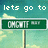 Pixelated image of a green road sign with white text reading 'CHEAT' and an arrow, under text 'lets go to' on a teal background.