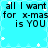 Pixelated cyan background with white star shapes and repeated black text reading "all I want for x-mas is YOU" in four quadrants.