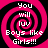 Four identical pink and black spiral patterns with white text reading "You will love Boys like Girls!!!" arranged in a