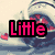 Pixelated image with red text reading "Little Miss" over a light background and purple heart symbol on dark background.