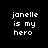 Four display the phrase 'janelle is my hero' with varying purple background highlights on individual words across different frames