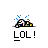 Pixel art animation of a stick figure lying on the ground with blue sparkles above it, displayed in a contact sheet format with three frames showing slight variations.