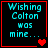 Four display pixelated text 'Wishing Colton was mine...' with red heart symbols changing across frames