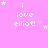 Pixelated pink background with white text 'i love elliot!' and scattered star symbols in various positions across the frame.