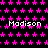 Black background with repeating pink star pattern and white text reading "Madison" in multiple