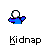 A pixelated animation shows a blue-shirted figure with white hair and a gray figure with white hair, where the blue figure's head is replaced by a brown shape that grows larger over time.