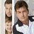 Animated contact sheet showing two frames of a buddy icon with human subjects and handwritten text reading '2 and a half men' on the right side.