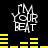 Four identical white text icons reading "I'M YOUR BEAT" with yellow audio equalizer bars on black background, two of two