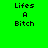 Four quadrants display the text 'Lifes A Bitch' in pixelated font on solid green, olive, red, and dark olive backgrounds.