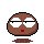 Brown pixelated character with white eyes and red mouth showing four animation states: neutral, blue eye highlight, blue tear, and blue eye highlight again.