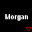Two side-by-side pixelated text displays of 'Morgan' with red heart symbols below each, on a black background.