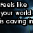 A static image with dark blue background and white text fragments arranged in a -like layout, featuring partial phrases about emotional states