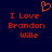 Dark blue background with red pixelated text reading "I Love Brandon Wille" and an orange heart symbol above the left side of the text.