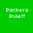 Green and yellow pixelated with 'Pockers Rule!!!' text in white on each section