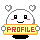 A 4-frame pixel art animation of a white rounded character holding a yellow sign with red text, showing subtle facial expression changes across frames against a gray background.
