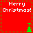 Red square icon with 'Merry Christmas!' text and green Christmas tree symbols in four quadrants, bordered by green dotted lines.
