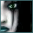 Animated contact sheet of a pale face with green eyes and blue lips, showing text changes across frames.