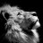 Pixelated grayscale image of a stylized animal head with open mouth and visible teeth against black background.
