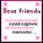 Pink background with heart and circle patterns, multiple text elements including 'BFFL', names like Cassie Rachel, Annie Katelyn, and a small card reading 'Best Friends' with additional text.