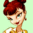 A pixelated cartoon-style buddy icon featuring a woman with red hair in an updo and green eyes on the left, next to green text reading "Original Icons .com" on a dark green background.