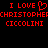 Red pixelated text on black background reads "I LOVE" with a heart symbol, followed by repeated names and the word "CICCOLINI" in two