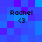 Four identical pixelated text elements reading 'Rachel <3' arranged in a on a blue-purple pixelated background