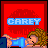 Pixelated image of a person with curly brown hair lying down, wearing a blue top, with the name 'CAREY' in light blue text on a red background.