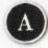 Circular black icon with white stylized letter A in center, surrounded by light gray gradient border on white background.