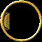 Six circular gold rings frame a sequence of envelope icons in varying sizes and positions against black backgrounds.