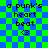 A pixelated icon with green and blue checkered background displays text 'a punk's heart beat <3' in black, featuring a subtle animation effect on the right side.