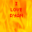 Red pixelated text "I LOVE RYAN" on a fiery orange-yellow background with a gray rectangular area on the right side.