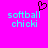 A bright pink background displays two identical pixelated text blocks reading "softball chicki" with a brown pixelated heart symbol above the left block.
