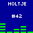 Blue background with white text 'HOLTJE' and '#42', green horizontal bars in various configurations, animated bar patterns changing across frames.