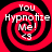 Four identical red and black spiral patterns with white text reading "You Hypnotize Me!" and ".cg" arranged in a on a black background