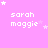 Pixelated pink background with white text 'sarah maggie' and white stars in various positions across the