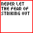 pixel art icons showing sequential changes to a baseball bat and ball, with text overlays shifting from 'NEVER LET THE FEAR OF STRIKING OUT' to 'KEEP YOU FROM PLAYING THE GAME'