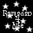 Black background with white stars and repeated text 'Ramadan Mubarak' in pixelated font, animated with star movement.