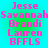 Pixelated text list of names and acronym on cyan-green gradient background with pink lettering.