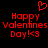 Red pixelated text and heart symbol on black background, displaying "Happy Valentines Day! <3" with a small red heart above the text.