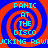 Four identical display a red and blue spiral background with cyan text reading "PANIC AT THE DISCO" in each , plus partial visible text below the