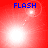 Four- of red backgrounds with blue 'FLASH' text and white light effects showing sequential animation frames