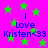 A static image with a bright pink background filled with green stars and blue text reading "I Love Kristen<99" in four identical quadrants.