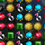 A grid of pixelated icons featuring circular and square shapes in yellow, blue, red, green, and pink hues with some icons having small pink accents.