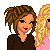 Pixel art contact sheet of four animated frames showing two women in different outfits with text and star symbols, arranged left-to-right top-to-bottom on a gray background.