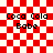 Red and white checkered background with "Coca Cola Babe" text in black pixelated font, featuring two distinct animated states showing a circular outline expanding from the center.