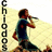 Pixelated image of a person in profile holding a microphone, with vertical text on the left side.